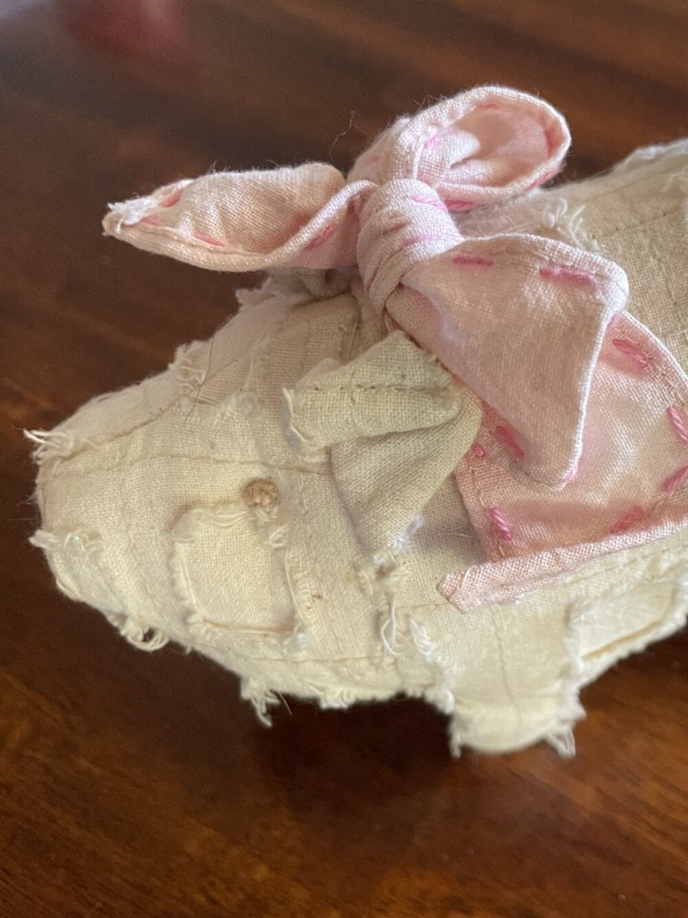 Two’s Company Quilt Like detail Pig Plush Pink Bow Stuffed Animal 5" x 4"